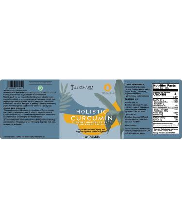 ZEROHARM Holistic Curcumin Supplement 600mg - 120 Veg Tablets | 95% Curcuminoids for Skin Joint Support & Immune Boost | High Absorption Formula - Buy Online on GoSupps.com