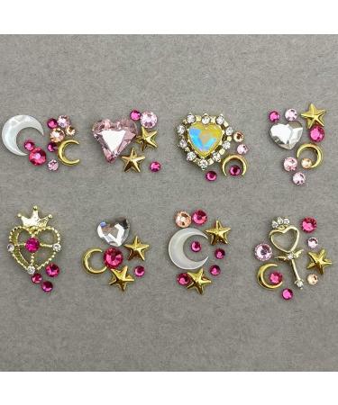 Dornail 3D Nail Charms - Crystal Heart, Star, Moon Alloy Charms for Acrylic Nails | Colorful Gems & Rhinestones for Nail Art Decoration (Style 1) - Buy Online on GoSupps.com