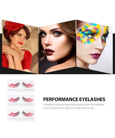 Shop 3 Pairs Halloween False Eyelashes | Fluffy 3D Colorful Volume Faux Lashes for Women & Girls - Long Wispy Cluster Extensions in Black & Red - Buy Online on GoSupps.com