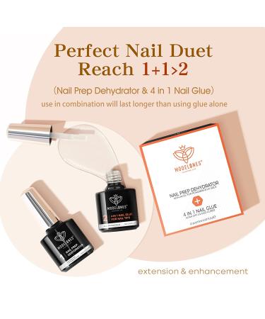 Modelones 4 in 1 Nail Kit: Nail Glue Gel, Dehydrate Gel, Extension Gel Set for False/Acrylic Nails - Long Lasting, Curing Needed - Buy Online on GoSupps.com