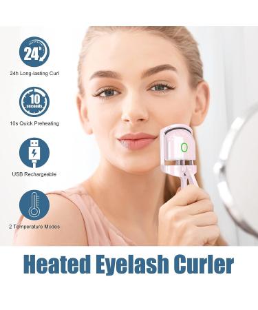 Heated USB Rechargeable Electric Eyelash Curler - Quick Pre-Heat Technology for Natural and Long Lasting Curl - Pink - Buy Online on GoSupps.com