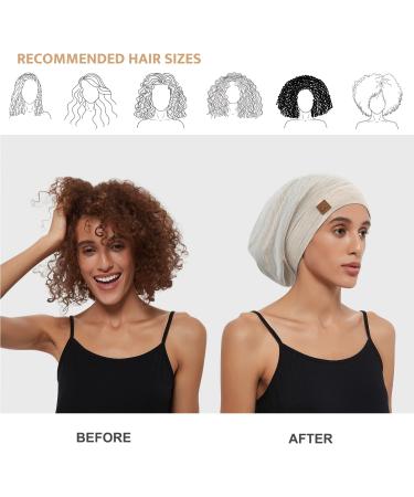 Silk Satin Sleep Cap Bonnet for Natural Curly Hair | Adjustable Night Cap OATMEAL - Buy Online on GoSupps.com