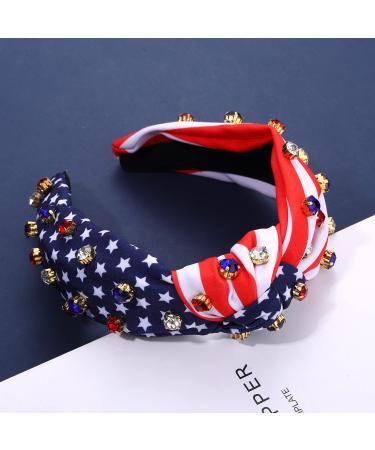 Patriotic Rhinestone Cross Headband - 4th of July Crystal Twist Hair Accessory - Buy Online on GoSupps.com