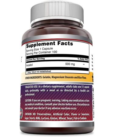 Amazing Formulas Inositol 500mg 100 Capsules - Non-GMO, Gluten Free. Supports Liver Health, Cellular Detox & Membrane Function - Buy Online on GoSupps.com