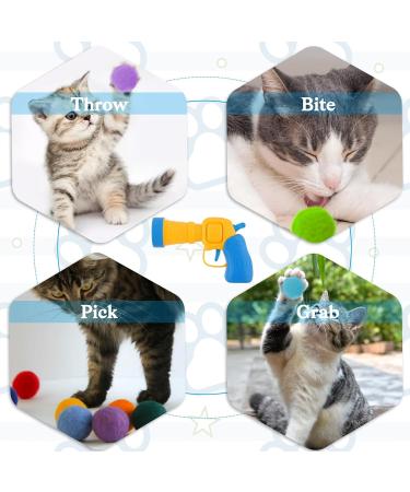 Buy Wllhyf Interactive Cat Toy Ball Launcher - Plush Shooter with 50 Pom Pom Balls for Training & Play - Perfect for Cats - Yellow - Buy Online on GoSupps.com