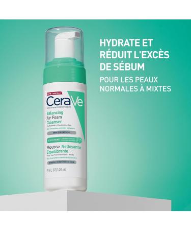 CeraVe - Mousse Nettoyante Equilibrante - Hydrate & Elimine l'Exc s de S bum - Glycolysine C ramides & Allanto ne - Peaux Normales Mixtes - 148ml - Buy Online on GoSupps.com