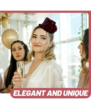 minkissy Steampunk Small Top Hat Small Rose Mesh Decor Halloween Hat Fascinator Wedding Party Tea Hat for Women Girls Mini Top Hat Halloween Party - Buy Online on GoSupps.com