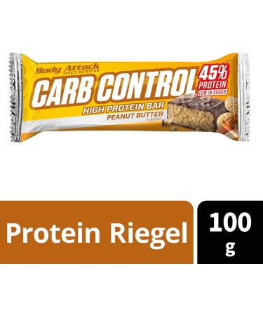 Buy Body Attack Carb Control Protein Bar - Peanut Butter | 10 x 100g - High Protein Snack | International Shipping Available - Buy Online on GoSupps.com