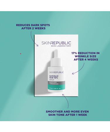 Skin Republic Glycolic Acid 10% Exfoliating Serum to visibly brighten refine tone and smooth skin texture (30ml) - Buy Online on GoSupps.com