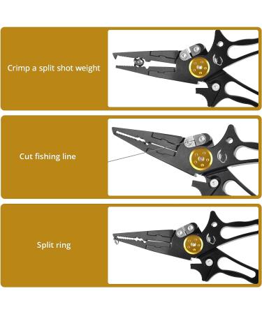 Calamus Fishing Pliers with Fish Lip Gripper  Lightweight Aluminum Fishing Tools  Line Cutter Hook Remover Split Ring Pliers  Fly Fishing kit  Ice Fishing Gear  Fishing Gifts for Men A:gold - Buy Online on GoSupps.com