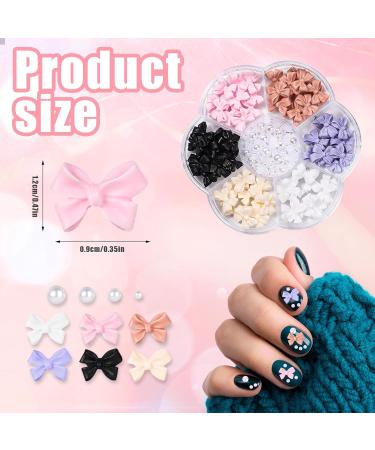 Pearl & Bow Nail Charms 3D Nail Bows Colorful Nail Charms for Acrylic Nails Resin Bowknot Nail Charms DIY Nail Accessories for Jewelry Women Girls Nail Crafts Art Decorations - Buy Online on GoSupps.com