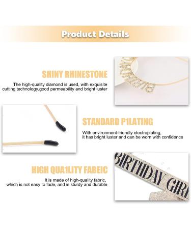 Golden Birthday Crown & Sash Set for Women | Rhinestone Tiara Headband | Princess Girl's Party Accessory - Buy Online on GoSupps.com
