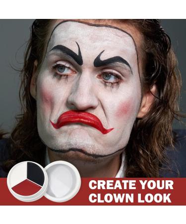 Clown Makeup Kit - White Black Red Face Body Paint for Halloween Joker & Vampire SFX Makeup Cosplay & Sports Face Paint - Buy Online on GoSupps.com
