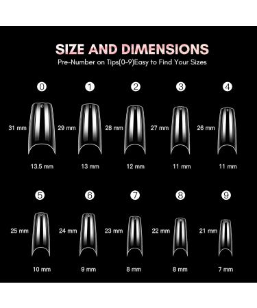 Makartt French Nail Tips 500pcs Half Cover Clear 02 - Press on Fake Nails for Acrylic Extensions | 10 Sizes Nail Tips - Buy Online on GoSupps.com