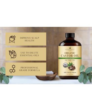 Handcraft Blends Organic Castor Oil - 100% Pure Cold-Pressed in Glass Bottle - 4 Fl Oz - Premium Hair Growth Eyelash & Eyebrow Oil - Natural Carrier Oil for Hair & Body - Buy Online on GoSupps.com
