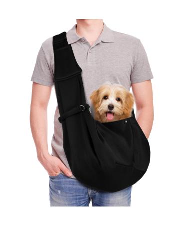 Tragot dogs Little dogs cat sling free hand carrier cat sling for pets with adjustable shoulder strap for walks and activities outdoors black