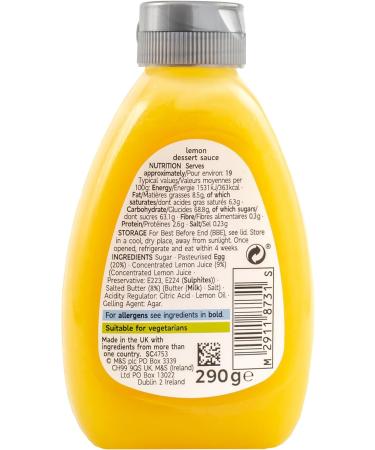 M&S Marks & Spencer Lemon Sherbert Drizzle Dessert/Ice Cream Sauce Vegetarian Squeezy Bottle 290g - Buy Online on GoSupps.com