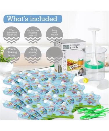 Fill n Squeeze Baby Food Maker with 35 Reusable Pouches & Spoon - Medium Size - Buy Online on GoSupps.com