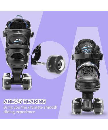 Hikole Roller Skates for Girls and Boys 4 Size Adjustable Kids Roller Skates with 8 Light Up Wheels Toddler Skates for Outdoor & Indoor Black M(13C-3Y US) - Buy Online on GoSupps.com