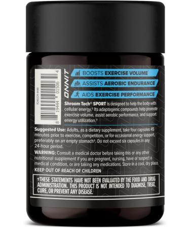 ONNIT Shroom Tech Sport Daily Exercise Support Capsules Pre Workout Supplement with Cordyceps Mushrooms Caffeine-Free Dietary Supplement for Daily Energy Support 28 Count - Buy Online on GoSupps.com