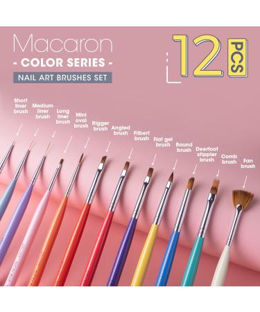 Gellen Nail Art Brushes Set - 12Pcs for Manicure Salon and DIY Nail Design - Buy Online on GoSupps.com