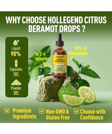 HOLLEGEND Citrus Bergamot Liquid Drops Organic Citrus Bergamot 1000mg Supplement for High Cholesterol Plus Soursop CoQ10 Vitamin D3 K2 for Heart Immune Health Support Vegan Lemon Flavor 2 Fl Oz - Buy Online on GoSupps.com