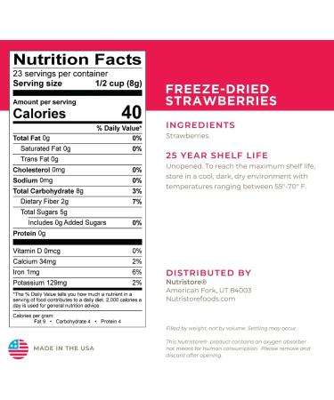 Nutristore Freeze Dried Strawberries | Healthy Snack and Emergency Survival Food | Amazing Taste & Quality | #10 Can | 25-Year Shelf Life - Buy Online on GoSupps.com