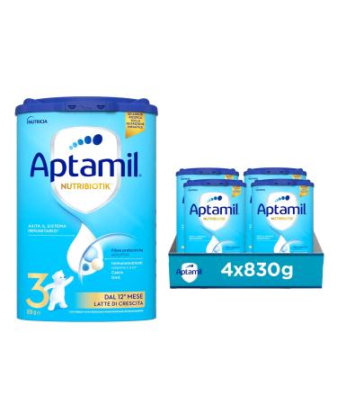 Aptamil APTAMIL Nutribiotik 3 Growth Milk Powder for Children from 12 Months - Box of 3325 g (4 x 830 g Boxes)