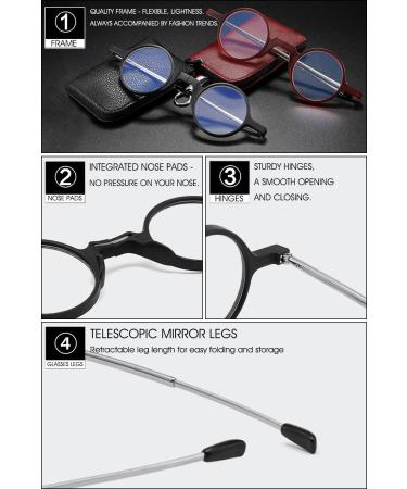 Vevesmundo Blue Light Filter Foldable Reading Glasses - Compact & Collapsible Mini Glasses with Case - Anti Blue Light Aid in Red (2.0x) - Buy Online on GoSupps.com