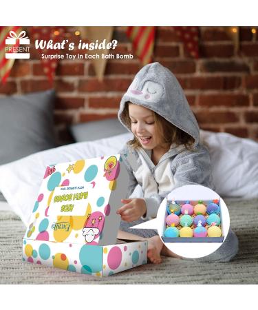 12-Pack Kids Bath Bombs with Surprise Toys - Vegan Essential Oil Spa Fizzies for Girls & Boys | Handmade Gift Set for Skin Moisturizing | Kid-Safe Bubble Bath Balls Kit - Buy Online on GoSupps.com