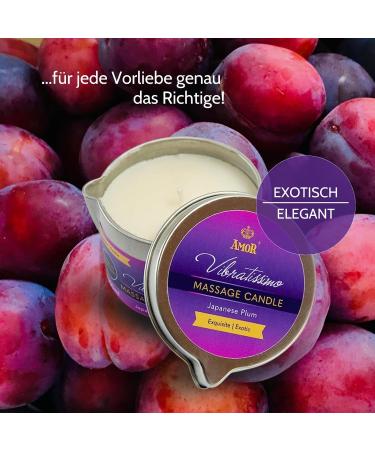 Vibratissimo Japanese Plum Massage Candle 100ml - Relaxation with Natural Ingredients & Coconut Oil - Ideal for Sensitive Skin - Buy Online on GoSupps.com