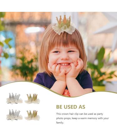 4pcs Children Crown Hair Clips - Glittery Gold & Silver Pearl Hair Accessories for Girls - Buy Online on GoSupps.com