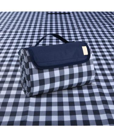 RUIBOLU Large Beach Blanket - Sandproof, Waterproof & Quick Drying Picnic Mat for Travel, Camping & Outdoor Activities - Dark Blue Plaids - Buy Online on GoSupps.com