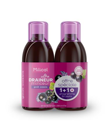 Milical Ultra Draining Treatment | Blackcurrant Flavor | Pack of 2 x 500ml Bottles | Slims the Silhouette | Milical Laboratory