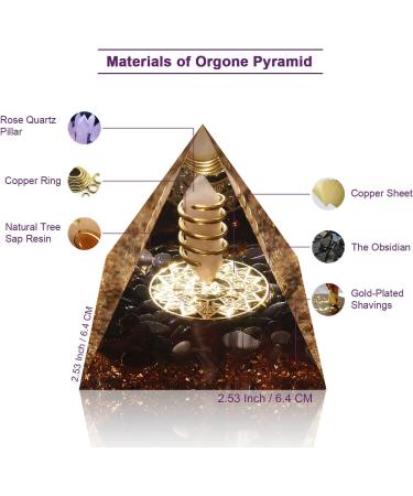 Amethyst Obsidian Orgonite Pyramids Healing Crystal Chakra Orgon Pyramid Energy Generator For Meditation Yoga Anxiety Sleep Abundance Success Positive Energy - Buy Online on GoSupps.com