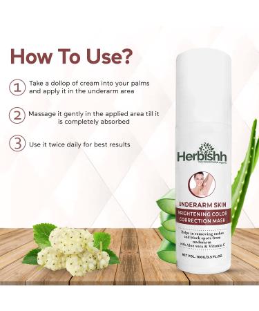 Herbishh Underarm Cream - Dark Spot Corrector & Moisturizer for Underarms Neck Knees Elbows & More - 100g - Buy Online on GoSupps.com