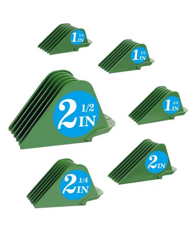 Clipper Guards for Wahl 10 12 14 16 18 20 Hair Clipper Guards 6pcs Extra Long Clipper Guard Attachments 2.5 Inch Clipper Guides Multiple Sizes Universal 2.5", 2.25", 2", 1.75", 1.5", 1.25" (Green)
