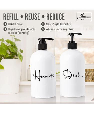 Alora Kitchen Sink Hand Soap and Dish Soap Dispenser Set - 2 Pack, Wide Pump Bottle with Easy-to-Read Lettering - Ideal for Countertop Refills - Buy Online on GoSupps.com