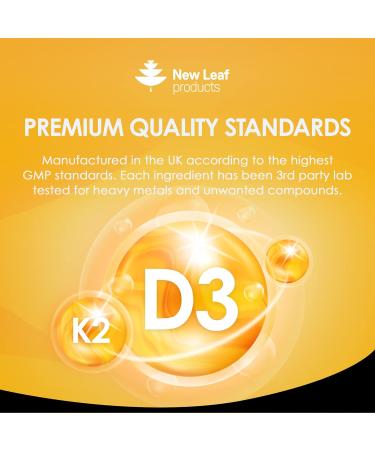 Vitamin D3 K2 - 4000iu & 100ug (MK7) 1 Year Supply for Immunity & Bone Health | Non-GMO Vegetarian Tablets | UK Made by New Leaf 365 - Buy Online on GoSupps.com