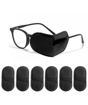 Eye Patches for Glasses 6 Pcs Medical Eye Patch for Adults and Kids Non-Woven Fabric Eye Patches to Cover Left or Right Eye Strengthen Vision and Improve Amblyopia Lazy Eye(Black Large Size)