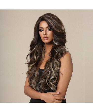 HAIRCUBE Brown Curly Wig for Women - Long Synthetic Hair with Highlights - Buy Online on GoSupps.com