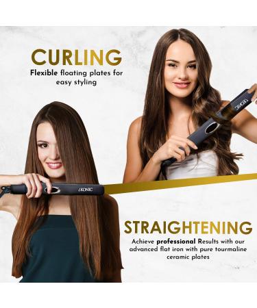 iKonic Supernova Tourmaline Flat Iron - Infrared Hair Straightener with 1 Inch Curved Plates for Maximum Smoothness & Shine | International Shipping Available - Buy Online on GoSupps.com