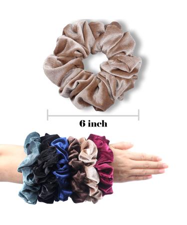 IVARYSS Extra Large Velvet Scrunchies for Thick Hair - 6 inch Big Elastic Bands, 4 Pack Neutral V-Neutral - Buy Online on GoSupps.com