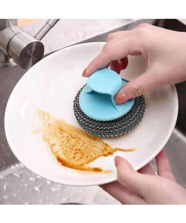Wool Scrubber - Steel Scouring Pad | Kitchen Cleaning Tool | Wire Cleaning Ball Utensil Scrubber | Steel Wool Scrubber with Handle for Pots Pans Ovens Oven Racks Sinks Baking Trays Grills Silver - Buy Online on GoSupps.com