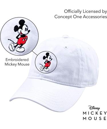Disney Mickey Mouse Embroidered Dad Hat - White Washed Cotton, Adjustable and Curved Brim - Buy Online on GoSupps.com