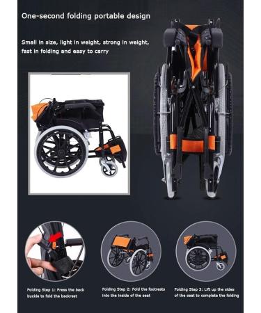 Manual Folding Wheelchair Lightweight Self-Propelled Wheelchairs Travel Elderly Disabled Portable Scooter Trolley Foldable Backrest (Color : A) - Buy Online on GoSupps.com