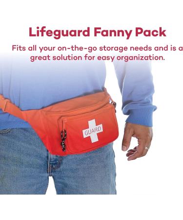 Dealmed Red Lifeguard Fanny Pack - Logo Design, E-Z Zipper, 3 Pockets (Pack of 3) - Adjustable Waist Strap - Buy Online on GoSupps.com
