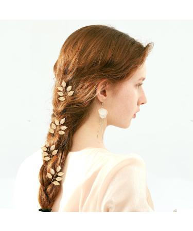 inSowni 12 Pieces Decorative Bridal Wedding Party Prom U-Shaped Gold Metal Eucalyptus Leaf Hair Pins Headpieces Hair Accessories for Brides Bridesmaids Women Girls - Buy Online on GoSupps.com