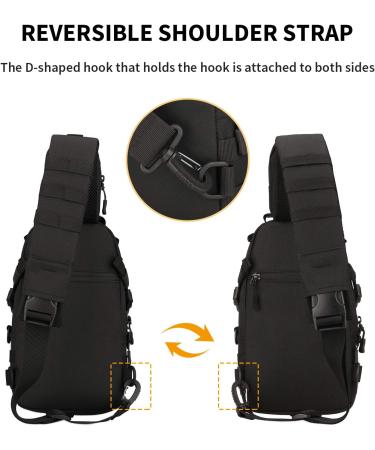 Vinbagge Tactical Sling Rucksack - Waterproof Military Shoulder Bag for Hiking & Cycling - Small Crossbody Daypack - Black - Buy Online on GoSupps.com