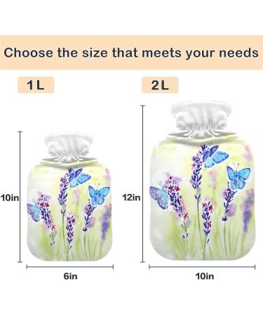 NAANLE 2L Hot Water Bottle with Cover - Watercolor Butterfly Design for Back Pain Relief & Warmth Therapy | Transparent Hot Water Bottle for Hands & Neck - Buy Online on GoSupps.com